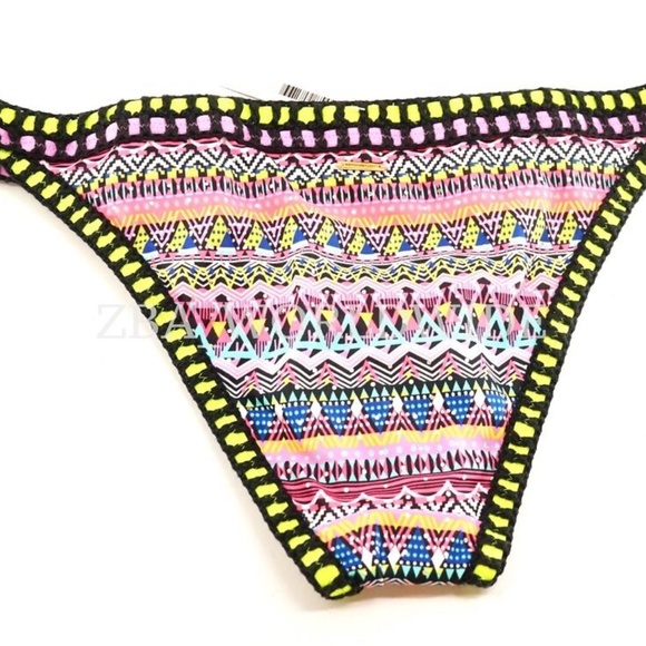 Victoria's Secret Multi Zig Zag Foil Crochet Cheeky Swim Bottom - Picture 1 of 2